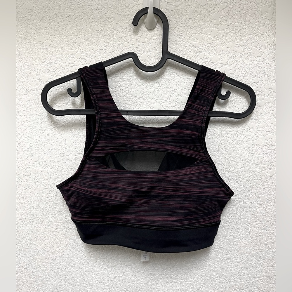 LULULEMON Run The Day Bra Low Tide Blush Berry Black Size 6